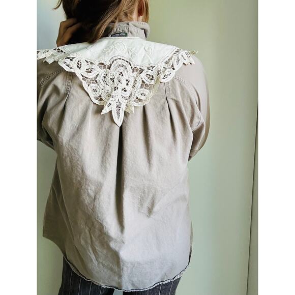 Antique Battenburg Ivory Collar Womens Accesories Edwardian Victorian Handmade - Picture 8 of 8